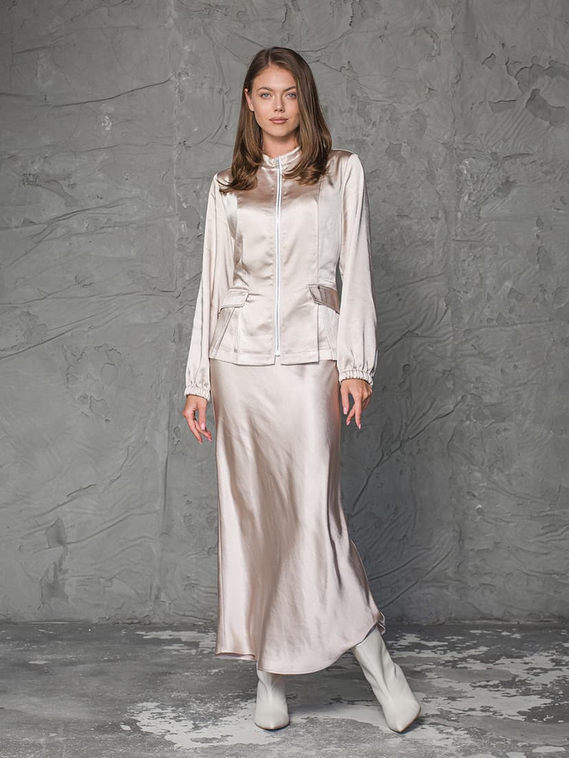 Satin suit – jacket and skirt