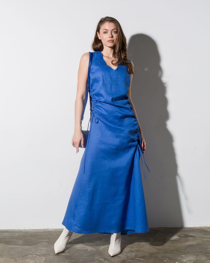 Long  linen dress with adjustable draping
