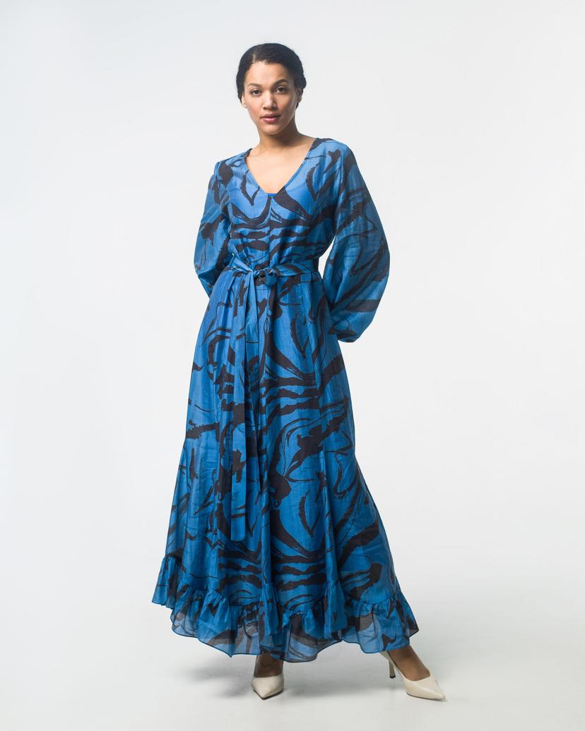 Long sleeve dress in fine tencel