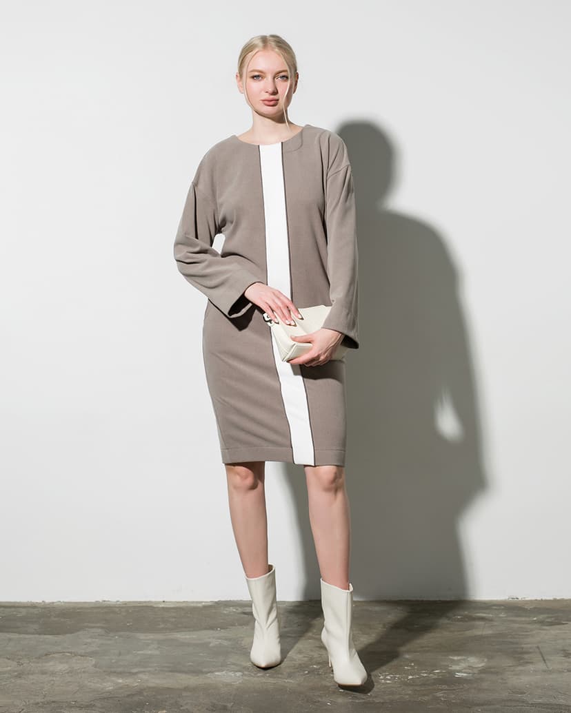 Knit dress with contrast panel