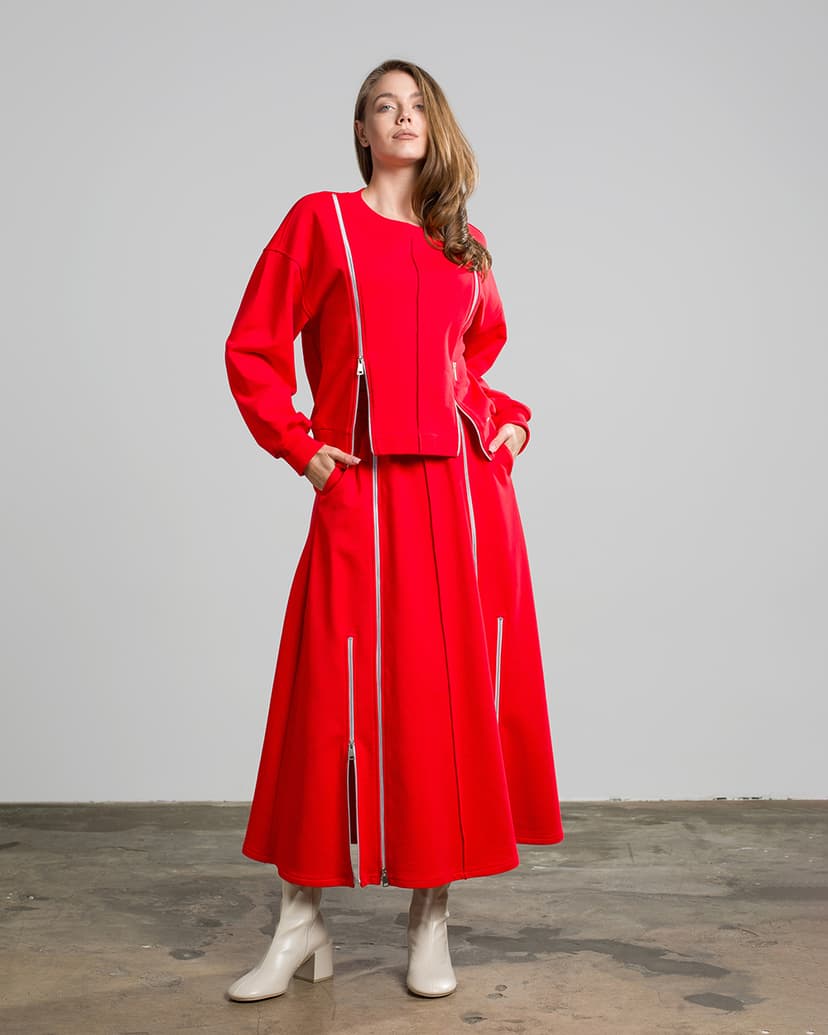 Cotton set – sweatshirt and skirt with zippers