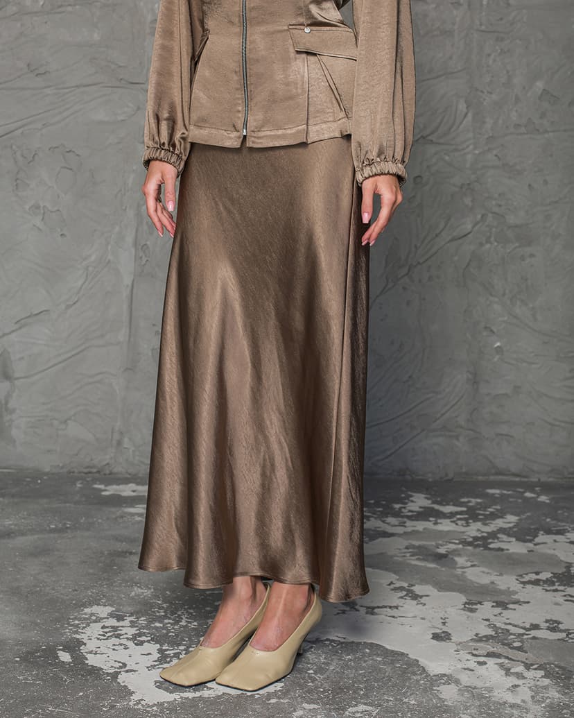 Satin midi skirt