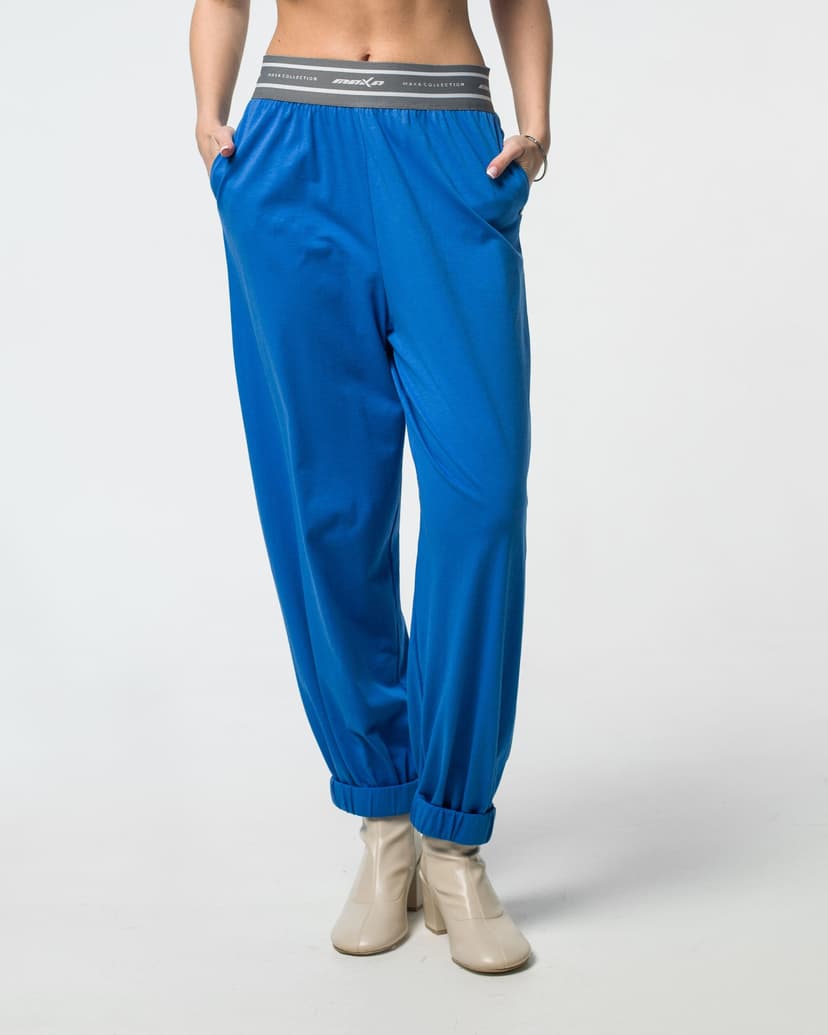 Cotton jersey tapered trousers with branded blastic waistband