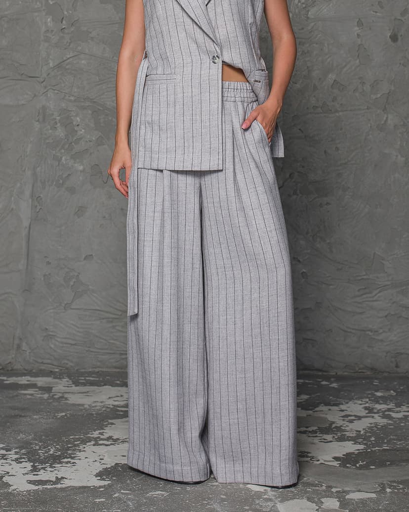 Wide-leg striped trousers