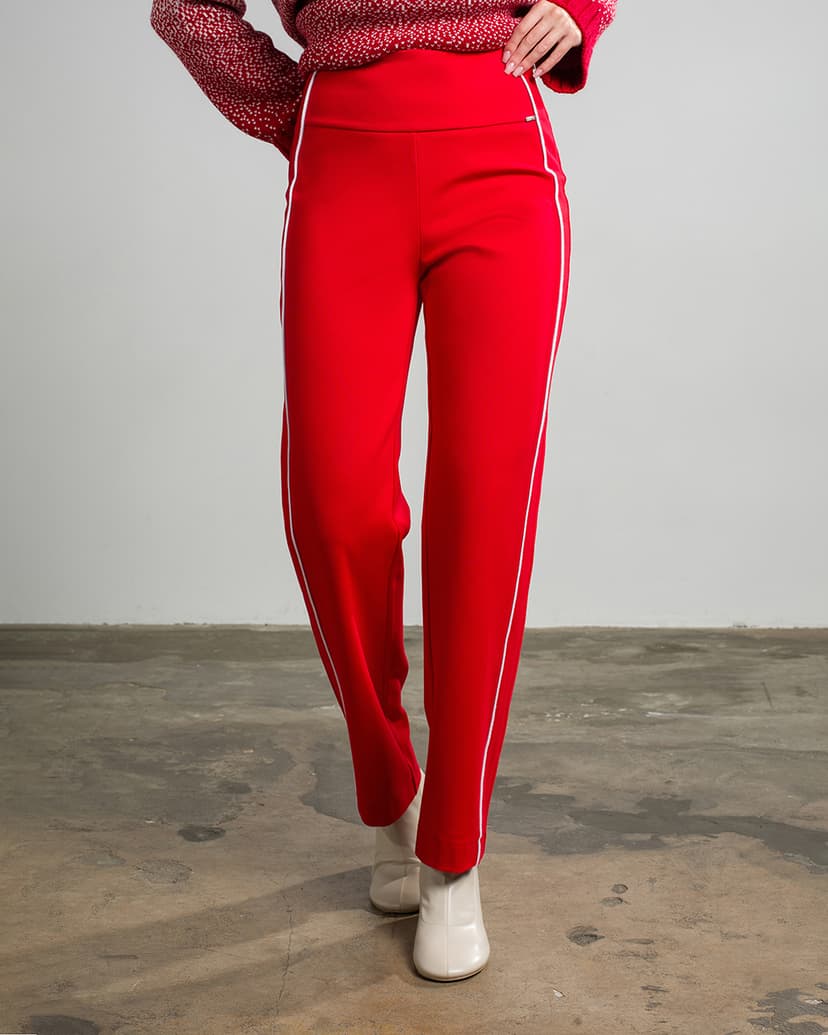 Ponte knit trousers with piping