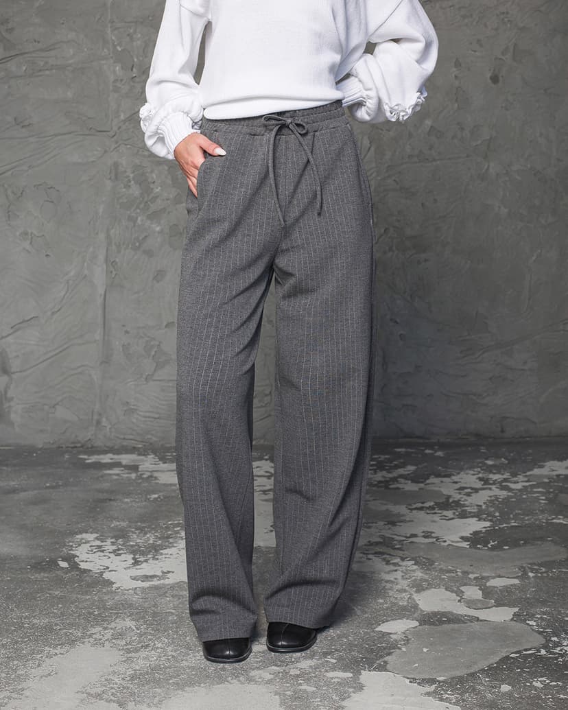 Striped knit trousers with drawstring